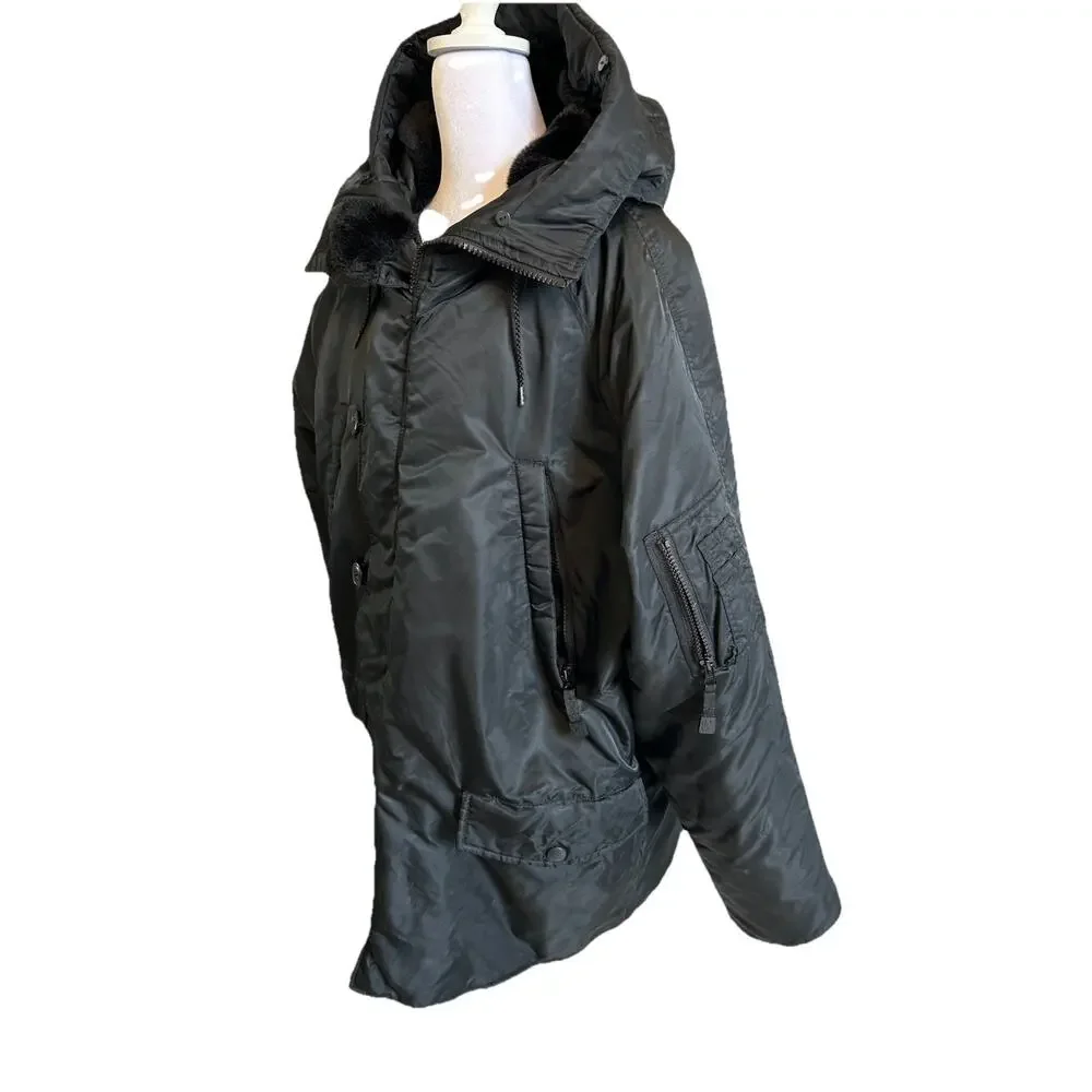 Y2K 90s Parka Insulated Jacket LONG Military Swim Pockets Women’s L Mossimo VTG